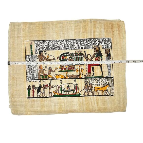 Vintage Egyptian Papyrus Painting Book of the Dead Anubis Osiris Hieroglyphics - Picture 4 of 5